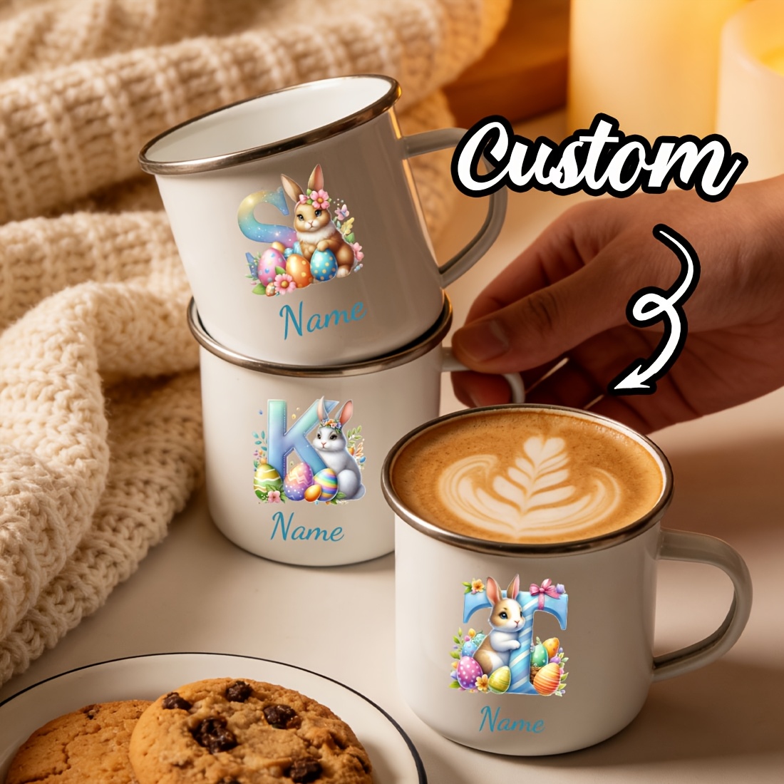 أكواب مخصصة بتصميم زهور وحرف أ - مراجعة Coffee Equipment With Name وسعره